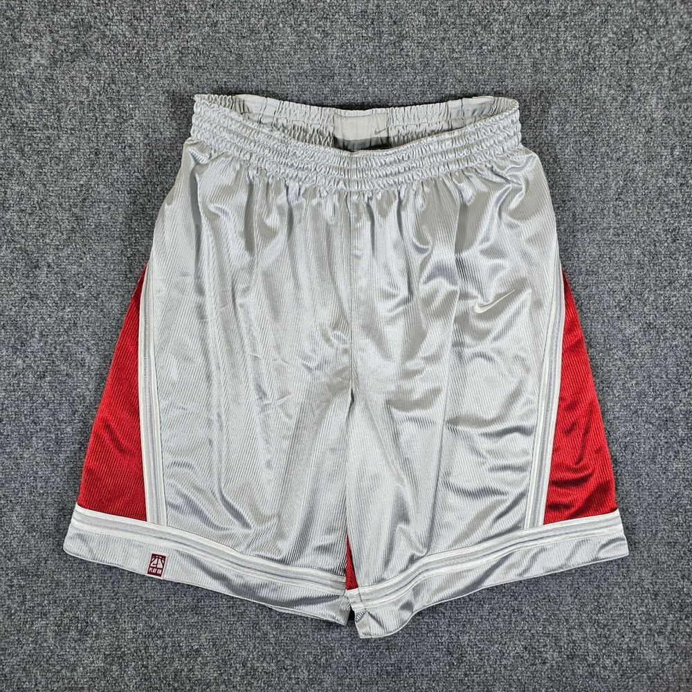 Y2K Nike Silver Tag Reversible Heavyweight Basketball Shorts White/Red Mens Sz L